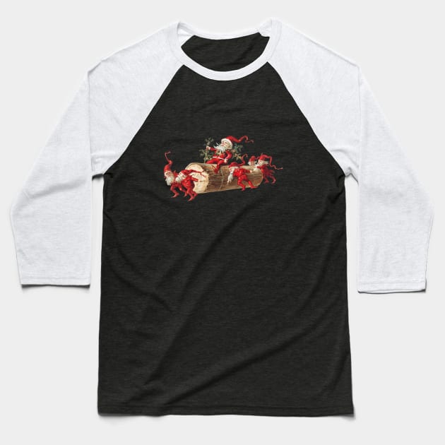 Vintage Christmas Elves Baseball T-Shirt by EmoteYourself